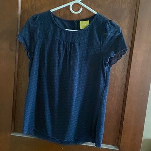 Maeve navy blue polka dot blouse size 2